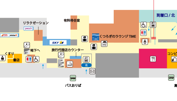 福岡空港LCC国内線のチェックインカウンター地図