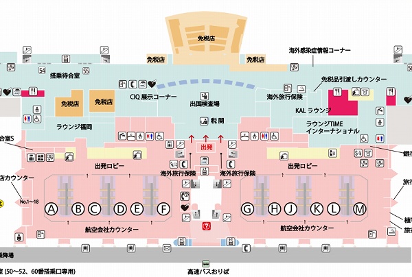 福岡空港LCC国際線のチェックインカウンター地図