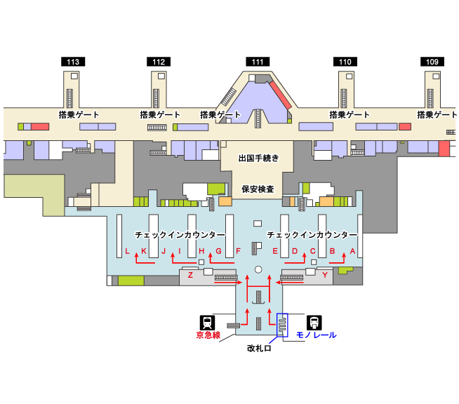 羽田空港国際線チェックインカウンター地図